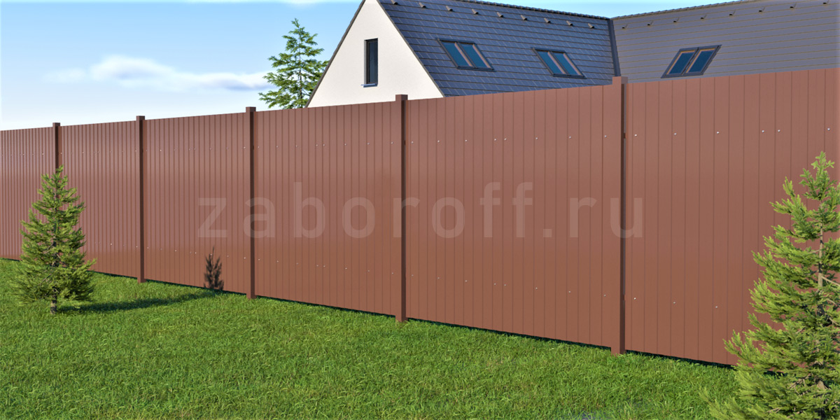 Секционный забор из одностороннего профнастила недорого