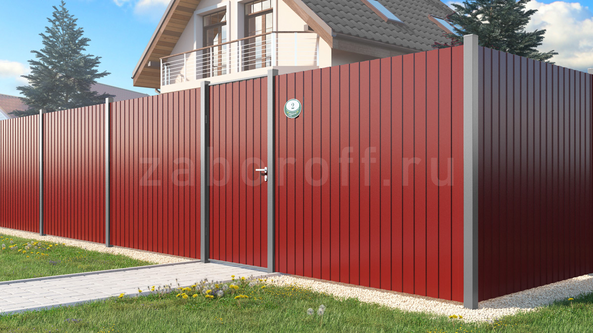 Секционный забор из двухстороннего профнастила для дачи