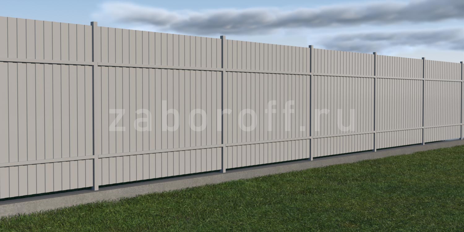 Недорогой секционный забор из профнастила на ленточном фундаменте