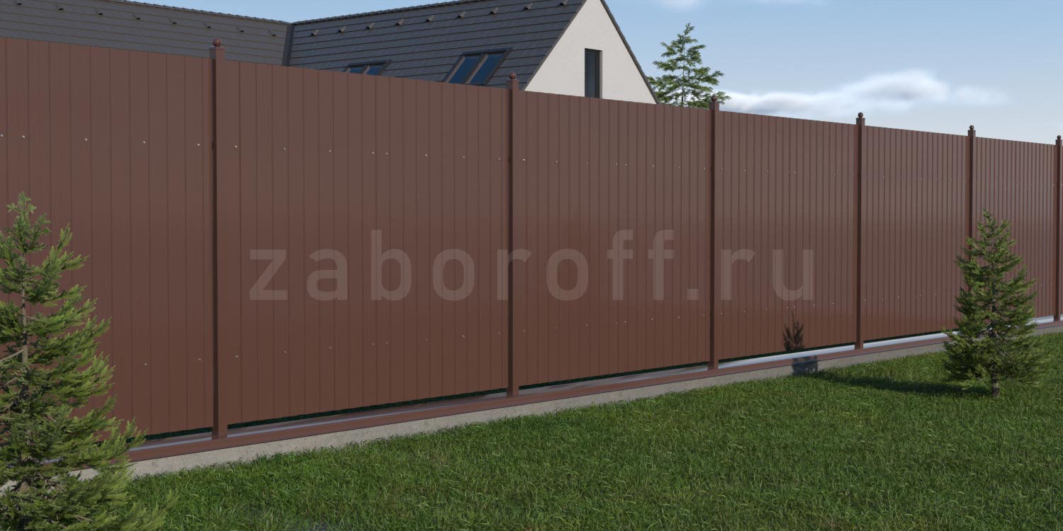 Забор секциями из профлиста С8 на ленточном фундаменте