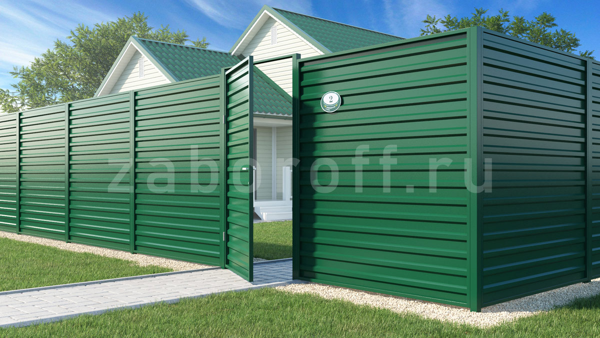 Горизонтальный забор из одностороннего профнастила С20 в рамке хороший