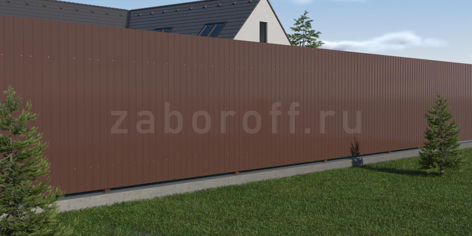 Забор из профнастила с металлическими столбами