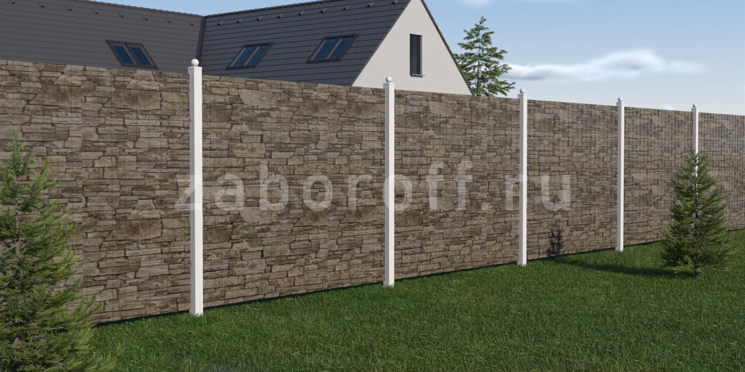 Секционный забор из профлиста под камень красивый