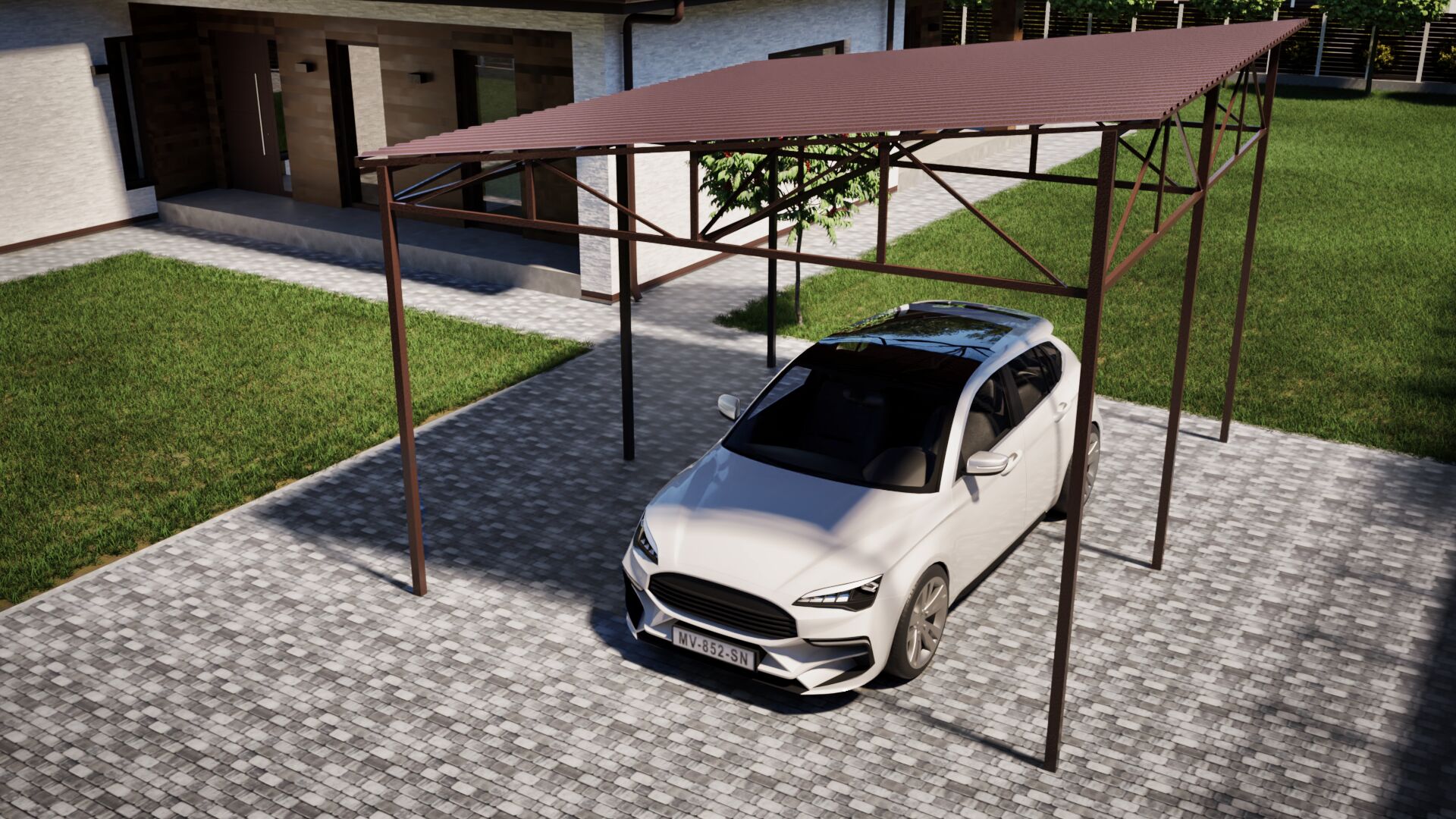 Односкатный навес из профлиста 4х5