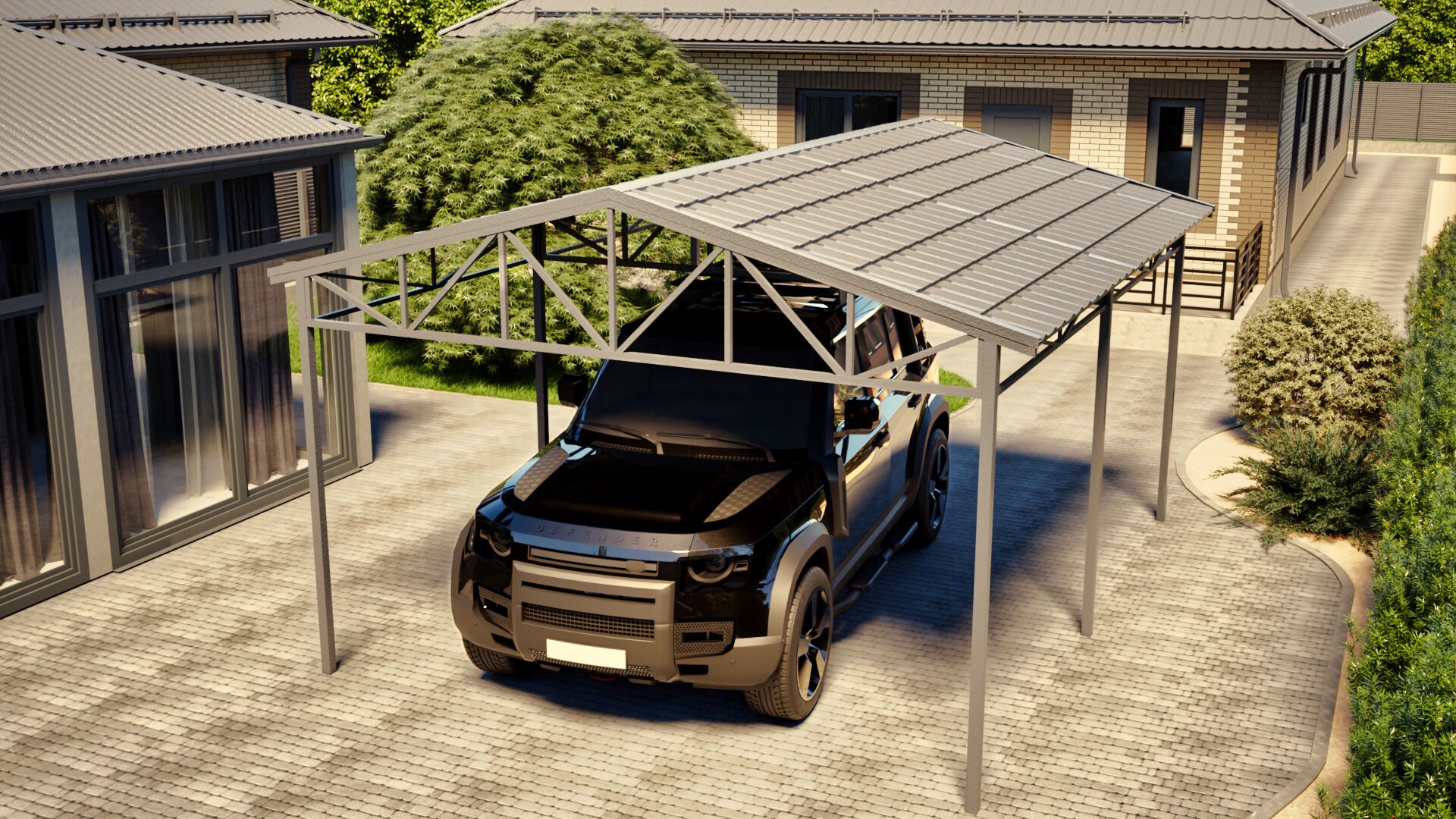 Двускатный навес 4х5, металлочерепица