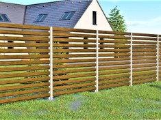 Горизонтальный забор из штакетника под дерево Горизонтальный забор из штакетника под дерево