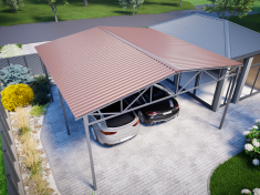 Двухскатный навес для 2 авто 6х6м