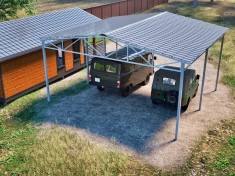 Двухскатный навес для 2 авто 6х10м