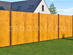 Забор в секциях из одностороннего профнастила под дерево