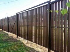 Распашные ворота из евроштакетника (одинарная рамка)