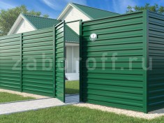 Горизонтальный забор из одностороннего профнастила С20 в рамке 