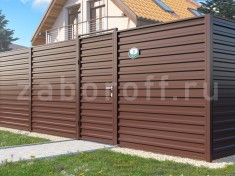 Горизонтальный забор из двухстороннего профнастила С20 в рамке 