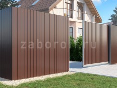 Забор из профнастила ОПТИМА+ с откатными воротами