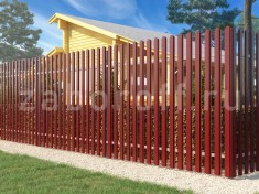 Забор из П-образного металлического штакетника ЭКОНОМ