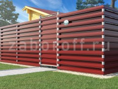 Горизонтальный забор шахматка из штакетника двухсторонний ОПТИМА+ Горизонтальный забор шахматка из штакетника двухсторонний ОПТИМА+