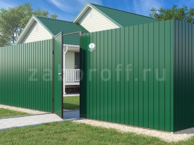 Забор из зеленого профнастила  RAL 6005 с односторонним  покрытием 