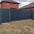Откатные ворота из евроштакетника с обшивкой Шахматка автоматические на в/с