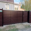Откатные ворота с горизонтальным штакетником "Шахматка" автоматические на в/с
