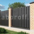 Забор из евроштакетника шахматка с кирпичными столбами на фундаменте 380х400 ПРЕМИУМ+