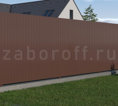 Забор из профнастила с металлическими столбами