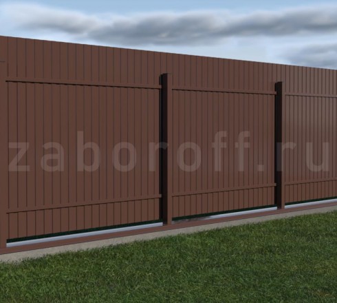 Забор из профнастила на ленточном фундаменте под ключ