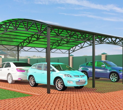 Навес арочный для 2 авто 6х10 м