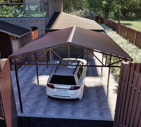 Двухскатный навес для 1 авто  4х5м (у ворот)