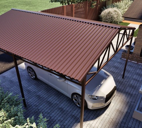 Двухскатный навес для 1 авто  4х5м (у ворот)