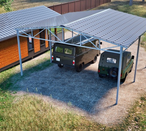 Двухскатный навес для 2 авто 6х10м