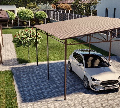 Односкатный навес для 1 авто 4х5м