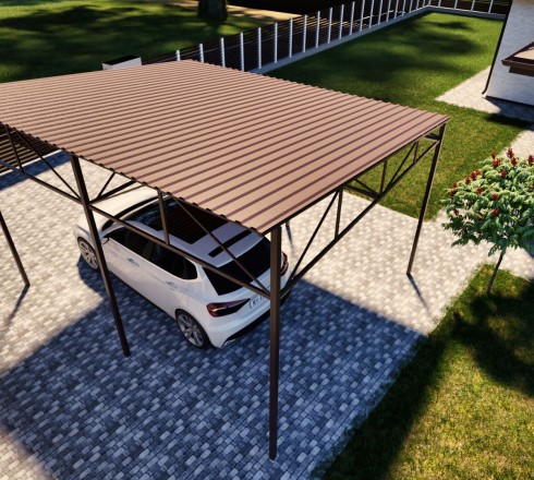 Односкатный навес для 1 авто 4х5м