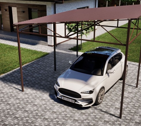 Односкатный навес из профлиста 4х5