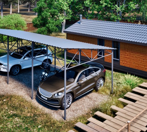 Односкатный навес металлочерепица 6х6