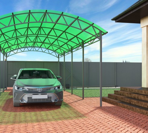 Арочный навес 4х10 м (для 2 авто) Арочный навес 4х10 м (для 2 авто)