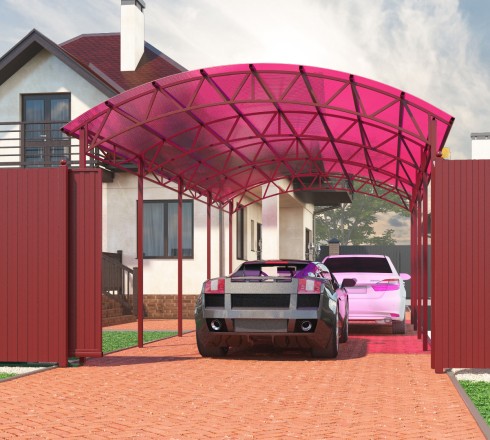 Арочный навес 4х10 м (для 2 авто) Арочный навес 4х10 м (для 2 авто)