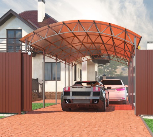 Арочный навес 4х10 м (для 2 авто) Арочный навес 4х10 м (для 2 авто)