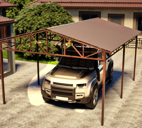 Двухскатный навес 4х5 м (для 1 авто) Двухскатный навес 4х5 м (для 1 авто)