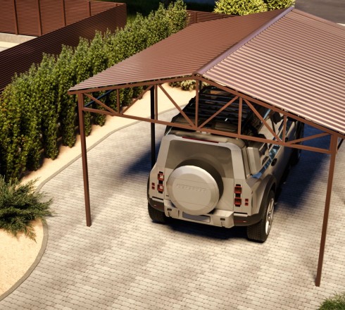 Двухскатный навес 4х5 м (для 1 авто)