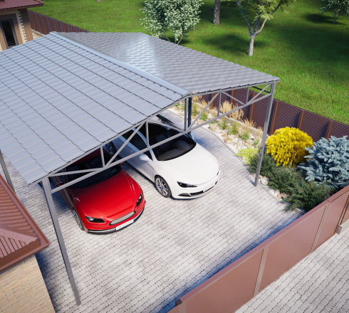 Двухскатный навес 6х6 м (для 2 авто)