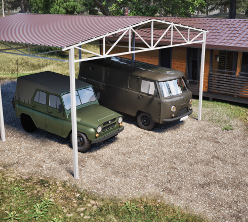 Двухскатный навес 6х6 м (для 2 авто)