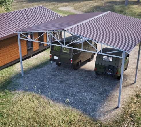 Двухскатный навес 6х6 м (для 2 авто)