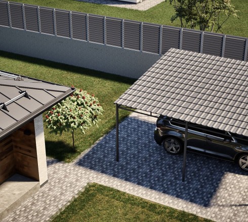 Односкатный навес 4х5 м(для 1 авто)