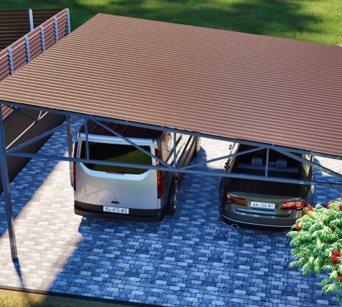 Односкатный навес 4х10 м (для 2 авто)