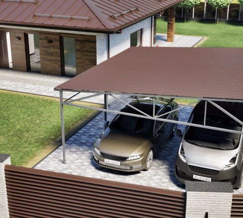 Односкатный навес 4х10 м (для 2 авто)