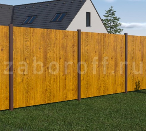 Забор из профнастила под дерево секционный