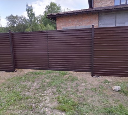 Откатные ворота из профнастила горизонтальная обшивка автоматические на в/с