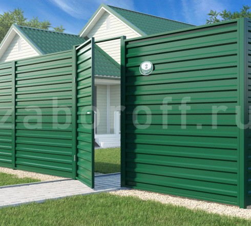 Горизонтальный забор из одностороннего профнастила С20 в рамке хороший