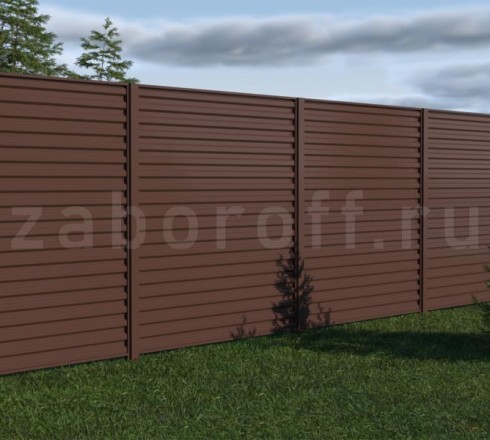 Горизонтальный забор из двухстороннего профнастила С20 в рамке красивый