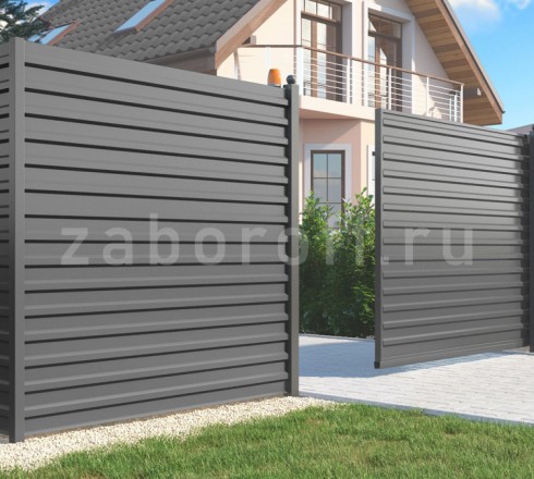 Забор из профнастила ПРЕМИУМ с откатными воротами