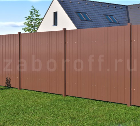 Секционный забор из одностороннего профнастила недорого
